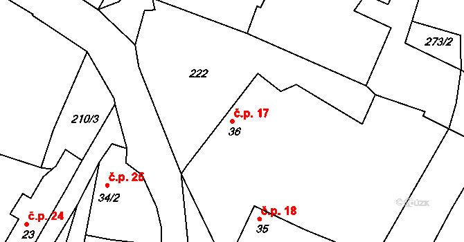 Krsice 17, Čimelice na parcele st. 36 v KÚ Krsice, Katastrální mapa