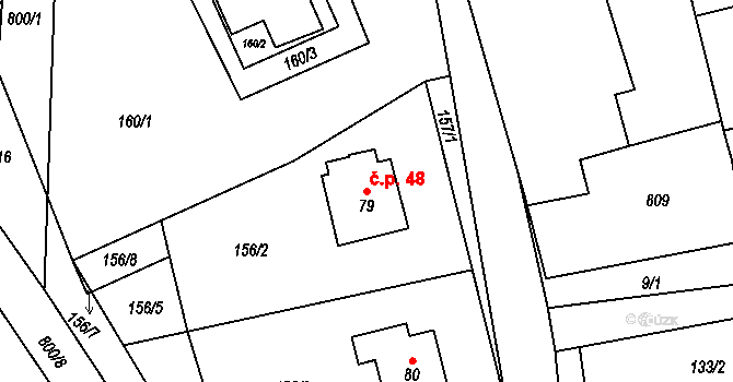 Čenkov 48, Třešť na parcele st. 79 v KÚ Čenkov u Třešti, Katastrální mapa