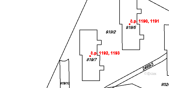 Jeseník 1192,1193 na parcele st. 919/7 v KÚ Jeseník, Katastrální mapa