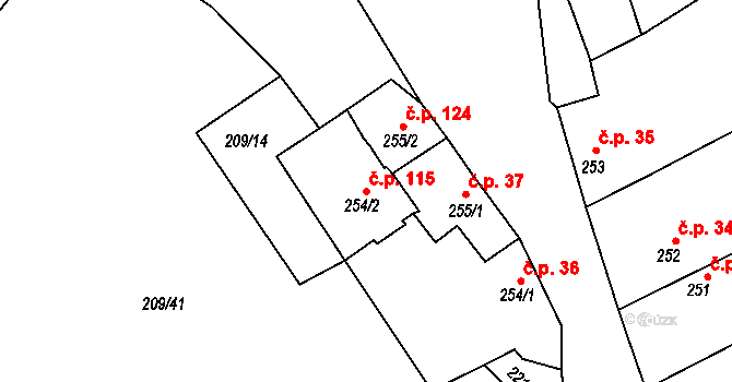 Beroun-Závodí 115, Beroun na parcele st. 254/2 v KÚ Beroun, Katastrální mapa