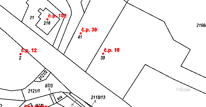 Žichlice 16, Hromnice na parcele st. 39 v KÚ Žichlice u Hromnic, Katastrální mapa