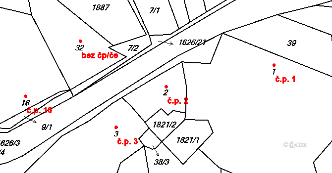 Hodoviz 2, Hvozd na parcele st. 2 v KÚ Hodoviz, Katastrální mapa