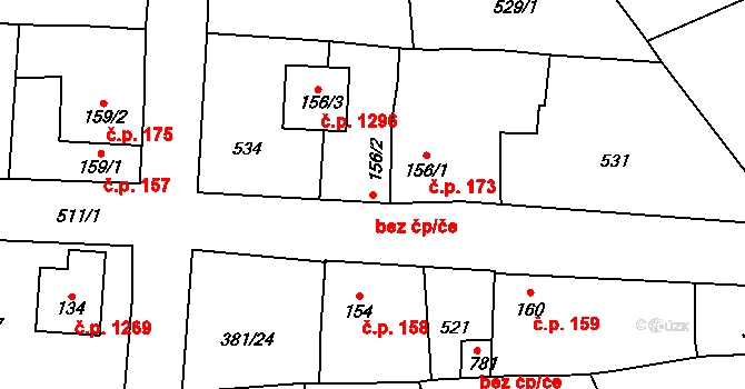 Rudná 6308121 na parcele st. 156/2 v KÚ Dušníky u Rudné, Katastrální mapa