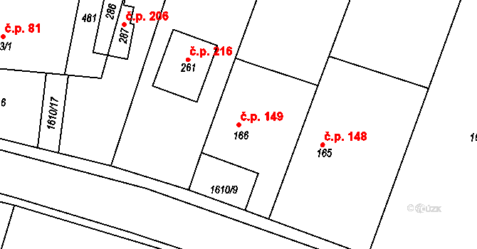 Horní Roveň 149, Dolní Roveň na parcele st. 166 v KÚ Horní Roveň, Katastrální mapa
