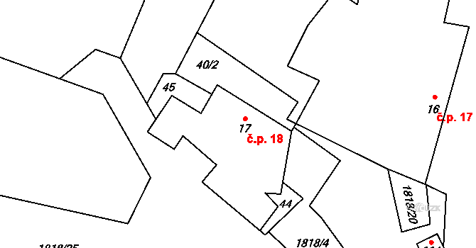 Mičovice 18 na parcele st. 17 v KÚ Mičovice, Katastrální mapa