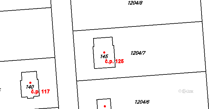 Útěchov 125 na parcele st. 145 v KÚ Útěchov u Moravské Třebové, Katastrální mapa