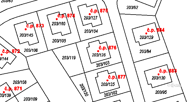 Lipno nad Vltavou 876 na parcele st. 203/126 v KÚ Lipno nad Vltavou, Katastrální mapa