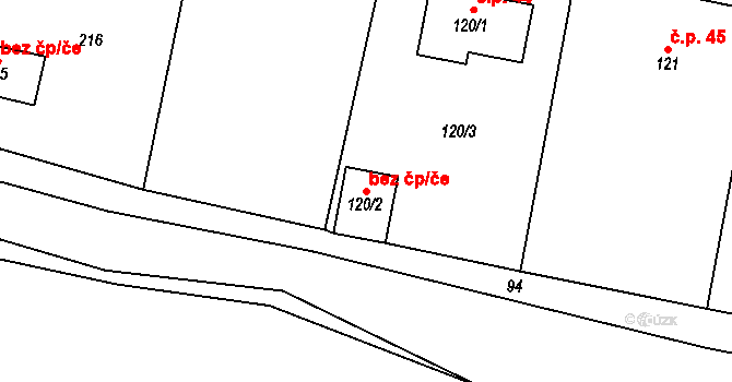 Milhostov 88444121 na parcele st. 120/2 v KÚ Dolní Částkov, Katastrální mapa
