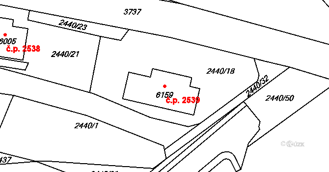 Rakovník II 2539, Rakovník na parcele st. 6159 v KÚ Rakovník, Katastrální mapa