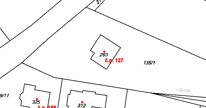 Veselý Žďár 127 na parcele st. 263 v KÚ Veselý Žďár, Katastrální mapa