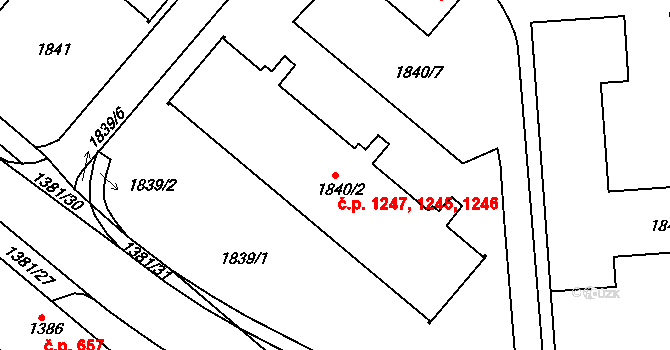 Kostelec nad Orlicí 1245,1246,1247 na parcele st. 1840/2 v KÚ Kostelec nad Orlicí, Katastrální mapa