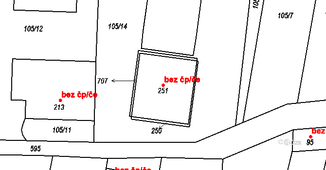 Holešov 97678121 na parcele st. 251 v KÚ Tučapy u Holešova, Katastrální mapa