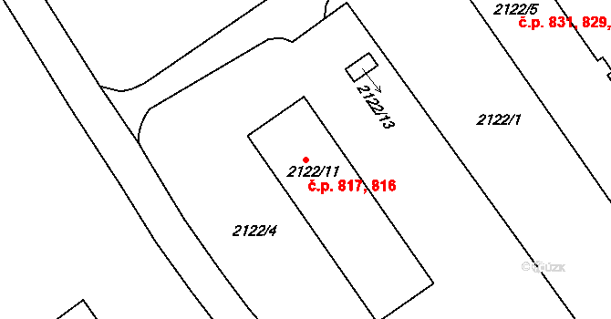 Dobruška 816,817 na parcele st. 2122/11 v KÚ Dobruška, Katastrální mapa