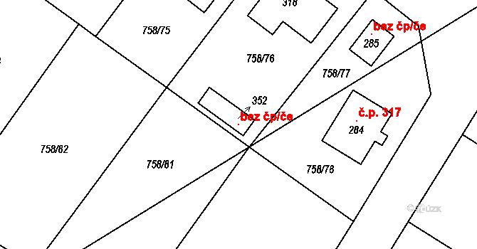 Dolní Pěna 101164122 na parcele st. 352 v KÚ Dolní Pěna, Katastrální mapa