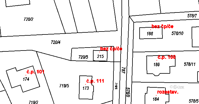 Borač 103959122 na parcele st. 215 v KÚ Borač, Katastrální mapa