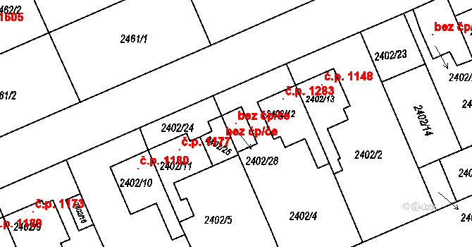 Holešov 105249122 na parcele st. 2402/28 v KÚ Holešov, Katastrální mapa