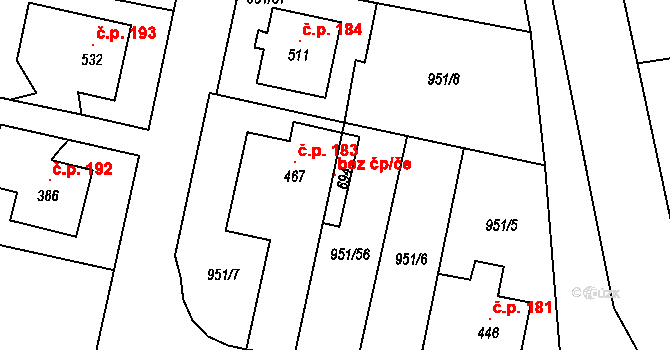 Kyselka 107402122 na parcele st. 694 v KÚ Radošov u Kyselky, Katastrální mapa