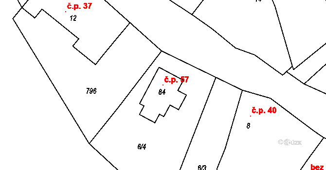 Olešná 57, Stráž na parcele st. 84 v KÚ Olešná, Katastrální mapa