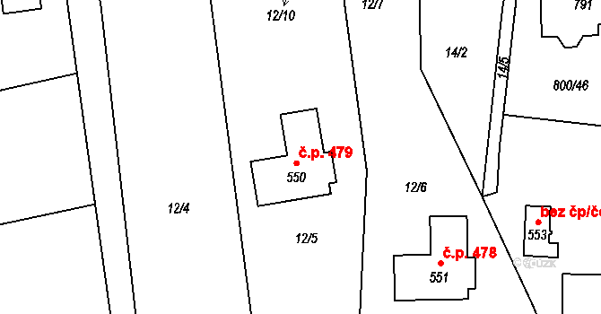 Kokonín 479, Jablonec nad Nisou na parcele st. 550 v KÚ Kokonín, Katastrální mapa