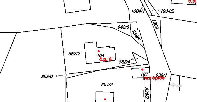 Tisová 6, Bohutín na parcele st. 104 v KÚ Tisová u Bohutína, Katastrální mapa