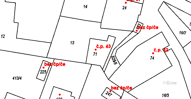 Čelina 43, Borotice na parcele st. 71 v KÚ Čelina, Katastrální mapa