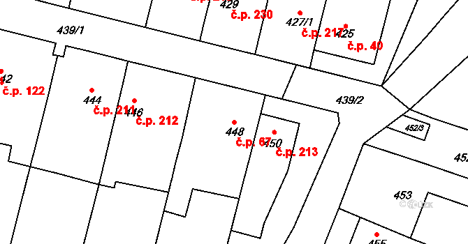 Holasice 67 na parcele st. 448 v KÚ Holasice, Katastrální mapa