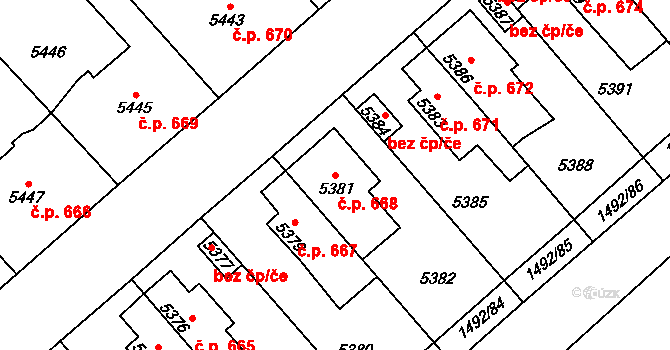 Kročehlavy 668, Kladno na parcele st. 5381 v KÚ Kročehlavy, Katastrální mapa
