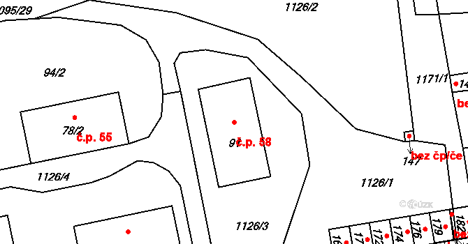 Sytno 58 na parcele st. 91 v KÚ Sytno, Katastrální mapa