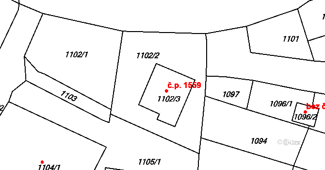 Tachov 1559 na parcele st. 1102/3 v KÚ Tachov, Katastrální mapa