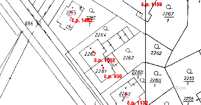 Poděbrady III 1002, Poděbrady na parcele st. 2263 v KÚ Poděbrady, Katastrální mapa