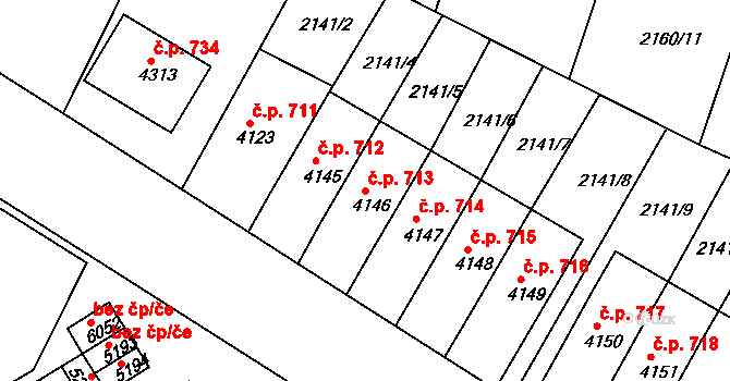 Chrudim II 713, Chrudim na parcele st. 4146 v KÚ Chrudim, Katastrální mapa