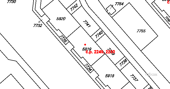Líšeň 2249,2250, Brno na parcele st. 5919 v KÚ Líšeň, Katastrální mapa