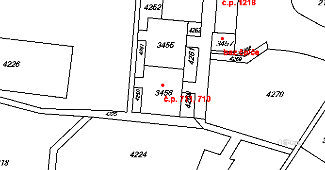 Komín 710,711, Brno na parcele st. 3455 v KÚ Komín, Katastrální mapa