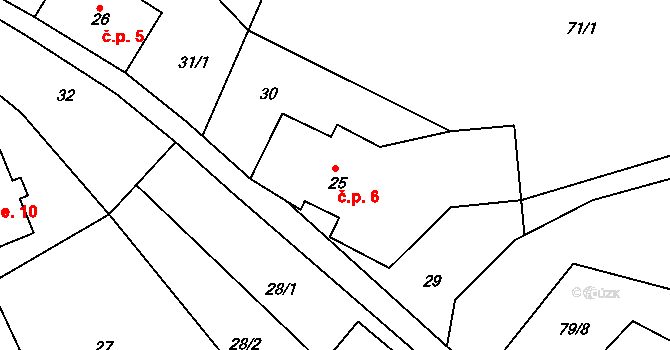 Chlístov 6, Železný Brod na parcele st. 25 v KÚ Chlístov u Železného Brodu, Katastrální mapa