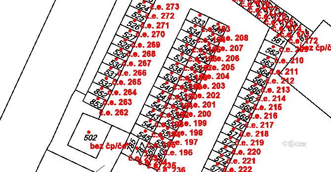 Háje 190, Cheb na parcele st. 540 v KÚ Háje u Chebu, Katastrální mapa