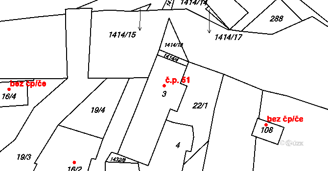 Markvarec 51, Český Rudolec na parcele st. 3 v KÚ Markvarec, Katastrální mapa