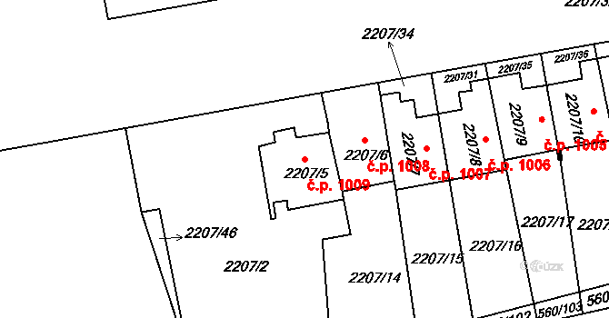 Střešovice 1009, Praha na parcele st. 2207/5 v KÚ Střešovice, Katastrální mapa