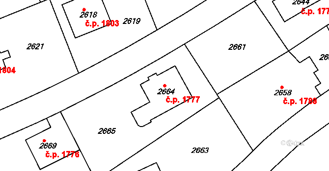 Dejvice 1777, Praha na parcele st. 2664 v KÚ Dejvice, Katastrální mapa