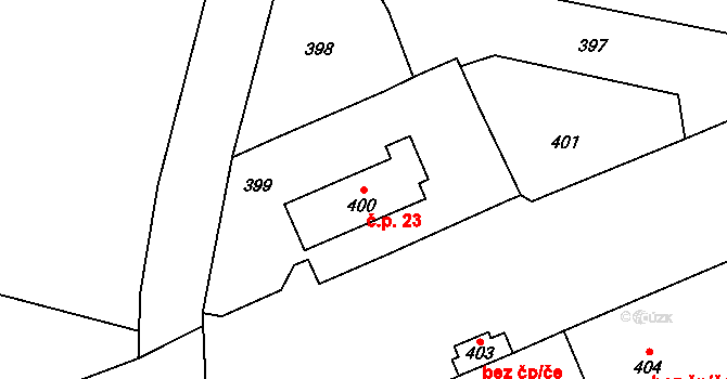 Horčápsko 23 na parcele st. 400 v KÚ Horčápsko, Katastrální mapa