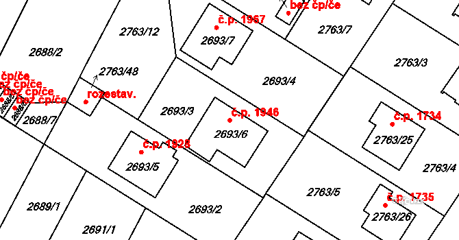 České Budějovice 5 1946, České Budějovice na parcele st. 2693/6 v KÚ České Budějovice 5, Katastrální mapa