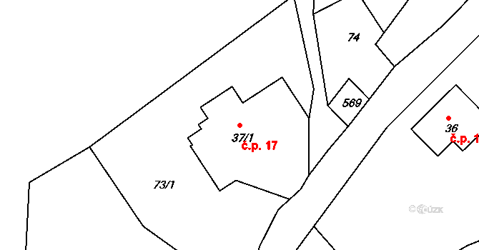 Dolní Albeřice 17, Horní Maršov na parcele st. 37/1 v KÚ Dolní Albeřice, Katastrální mapa