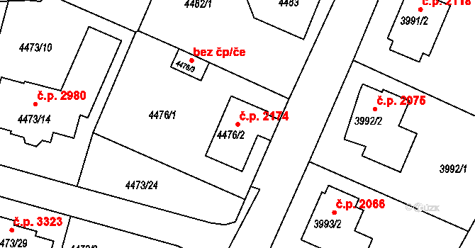 Česká Lípa 2174 na parcele st. 4476/2 v KÚ Česká Lípa, Katastrální mapa