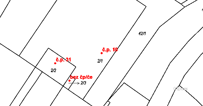 Horní Miletín 10, Lišov na parcele st. 2/1 v KÚ Horní Miletín, Katastrální mapa