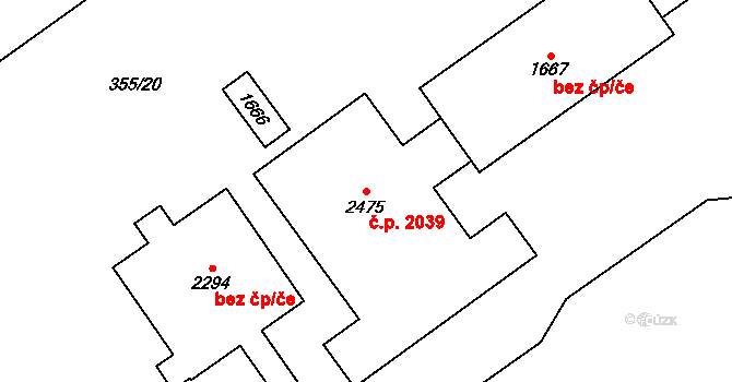 Mariánské Hory 2039, Ostrava na parcele st. 2475 v KÚ Mariánské Hory, Katastrální mapa