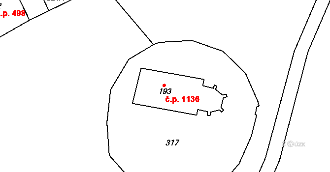 Polná 1136 na parcele st. 193 v KÚ Polná, Katastrální mapa