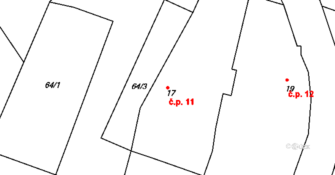 Jabkenice 11 na parcele st. 17 v KÚ Jabkenice, Katastrální mapa