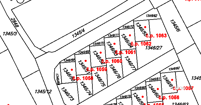 Šluknov 1060 na parcele st. 1346/52 v KÚ Šluknov, Katastrální mapa