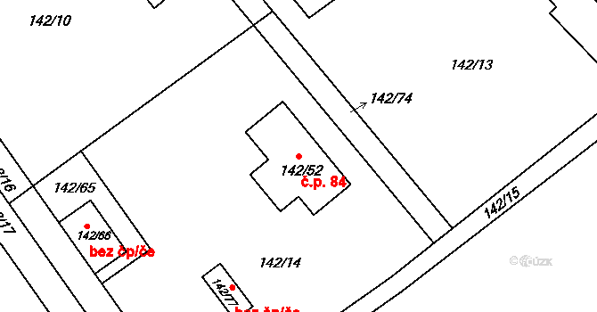Provodov 84, Provodov-Šonov na parcele st. 142/52 v KÚ Provodov, Katastrální mapa