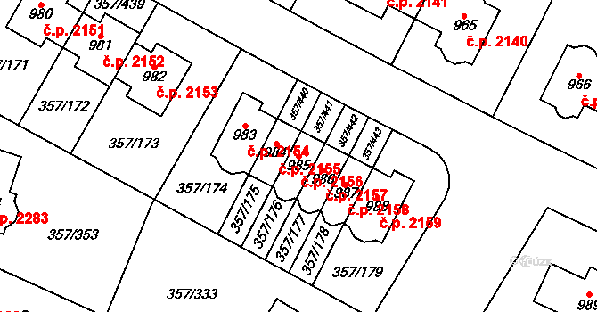 Hostivice 2156 na parcele st. 985 v KÚ Litovice, Katastrální mapa