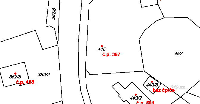 Loket 367 na parcele st. 445 v KÚ Loket, Katastrální mapa